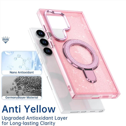 For Samsung Galaxy S24 Ultra Case Glitter Design TPU+PC Kickstand Phone Protector