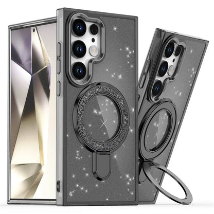 For Samsung Galaxy S24 Ultra Case Glitter Design TPU+PC Kickstand Phone Protector