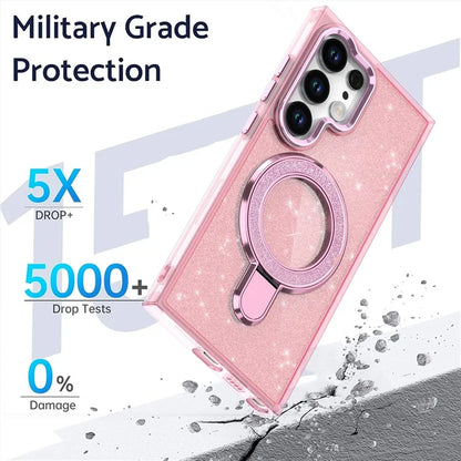 For Samsung Galaxy S24 Ultra Case Glitter Design TPU+PC Kickstand Phone Protector