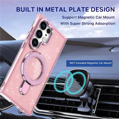 For Samsung Galaxy S24 Ultra Case Glitter Design TPU+PC Kickstand Phone Protector