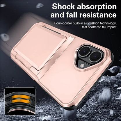 For iPhone 16 Plus Cases Card Slot TPU+PC Kickstand Phone Case