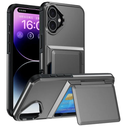 For iPhone 16 Plus Cases Card Slot TPU+PC Kickstand Phone Case