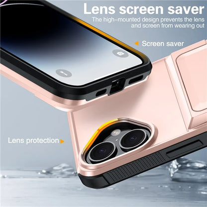 For iPhone 16 Plus Cases Card Slot TPU+PC Kickstand Phone Case
