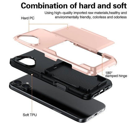 For iPhone 16 Plus Cases Card Slot TPU+PC Kickstand Phone Case