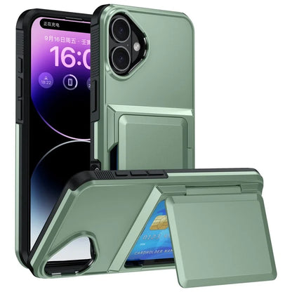 For iPhone 16 Plus Cases Card Slot TPU+PC Kickstand Phone Case