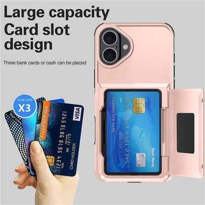 For iPhone 16 Plus Cases Card Slot TPU+PC Kickstand Phone Case