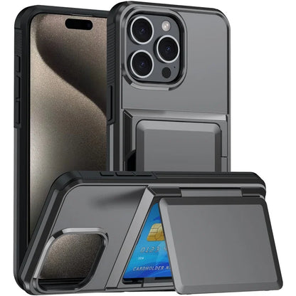 For iPhone 16 Pro Cases Card Slot TPU+PC Kickstand Phone Case