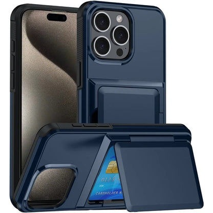 For iPhone 16 Pro Cases Card Slot TPU+PC Kickstand Phone Case