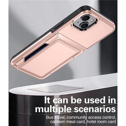 For iPhone 14 Cases Card Slot TPU+PC Kickstand Phone Case