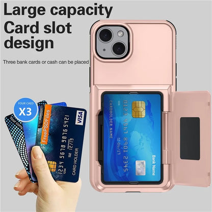 For iPhone 14 Cases Card Slot TPU+PC Kickstand Phone Case