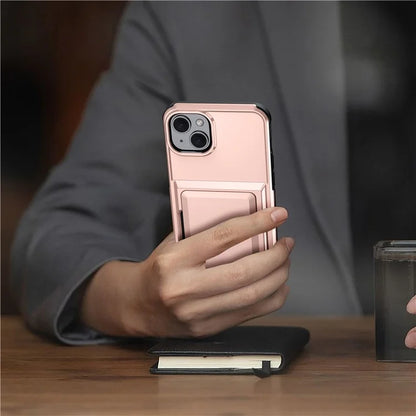 For iPhone 14 Cases Card Slot TPU+PC Kickstand Phone Case