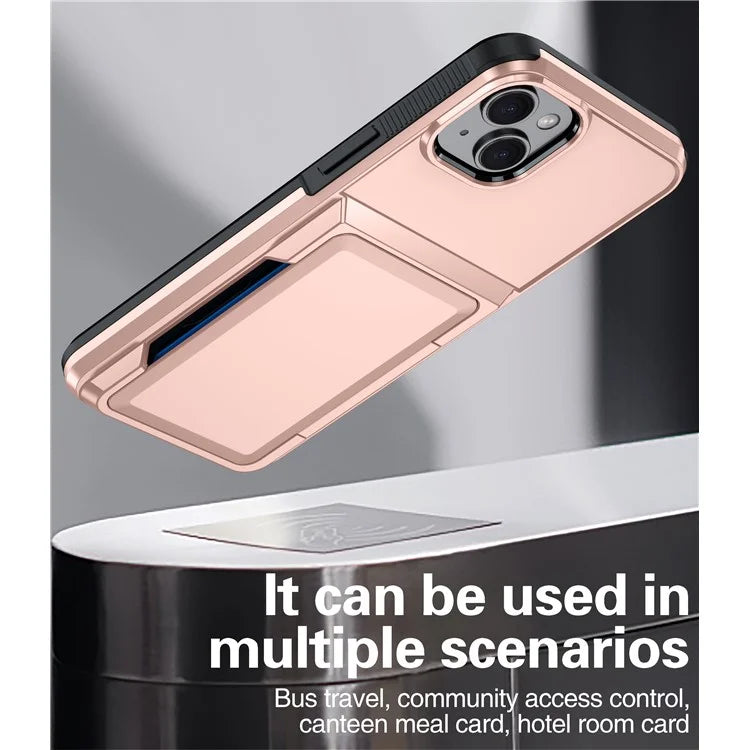 For iPhone 14 Cases Card Slot TPU+PC Kickstand Phone Case