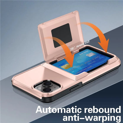 For iPhone 14 Cases Card Slot TPU+PC Kickstand Phone Case