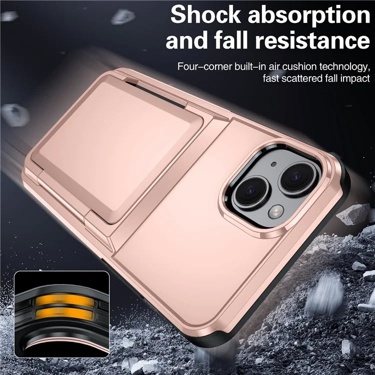 For iPhone 14 Cases Card Slot TPU+PC Kickstand Phone Case