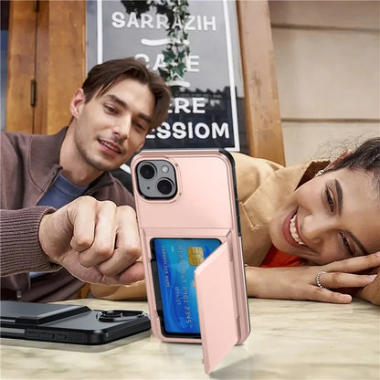 For iPhone 14 Cases Card Slot TPU+PC Kickstand Phone Case