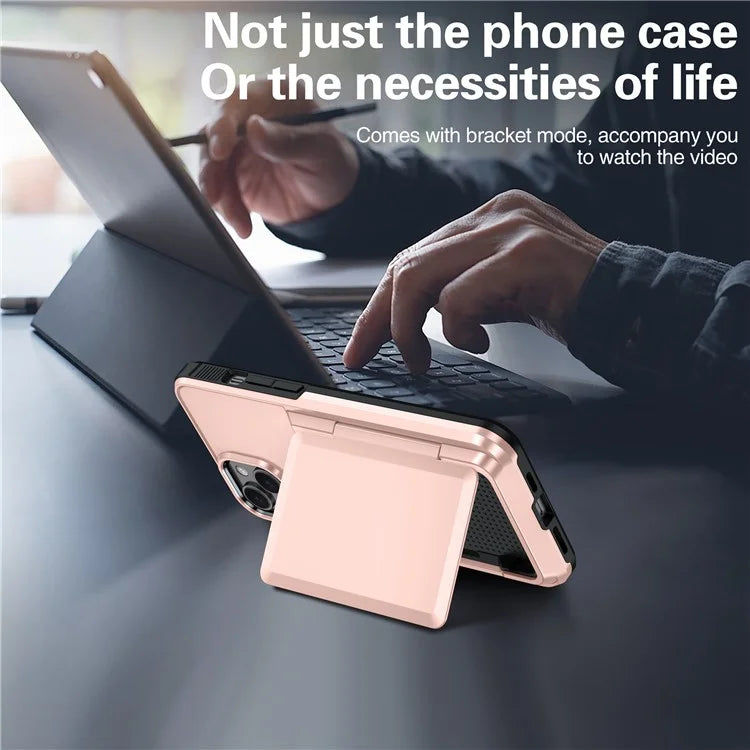 For iPhone 14 Cases Card Slot TPU+PC Kickstand Phone Case