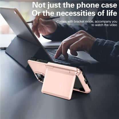 For iPhone 14 Cases Card Slot TPU+PC Kickstand Phone Case
