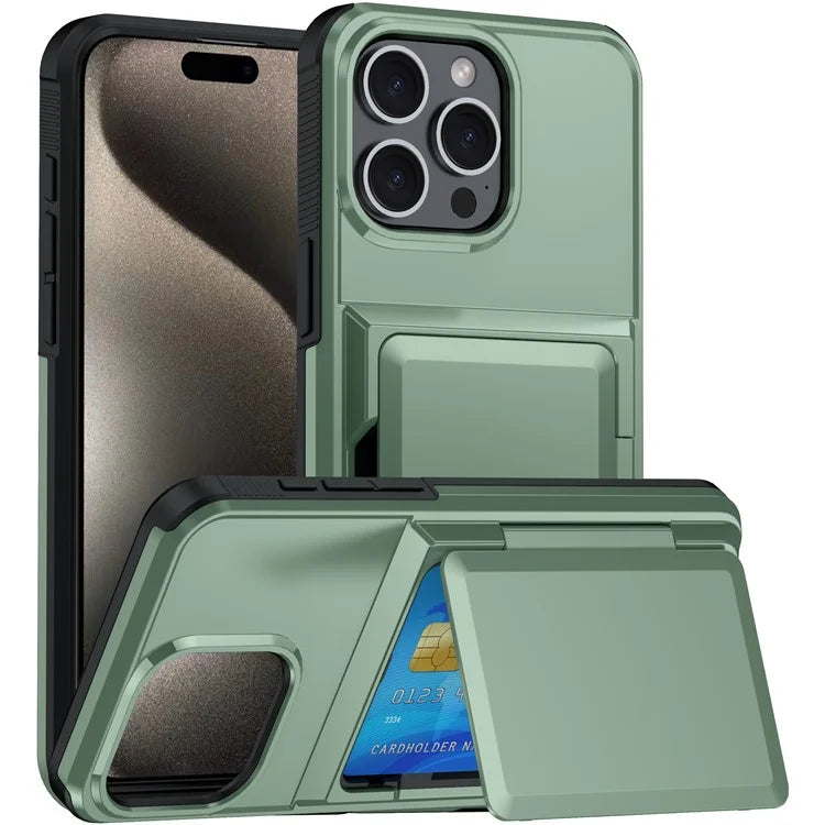 For iPhone 14 Pro Max Cases Card Slot TPU+PC Kickstand Phone Case
