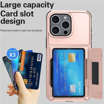 For iPhone 13 Pro Max Cases Card Slot TPU+PC Kickstand Phone Case