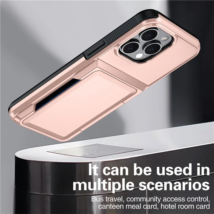 For iPhone 13 Pro Max Cases Card Slot TPU+PC Kickstand Phone Case