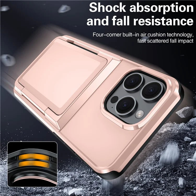 For iPhone 13 Pro Max Cases Card Slot TPU+PC Kickstand Phone Case