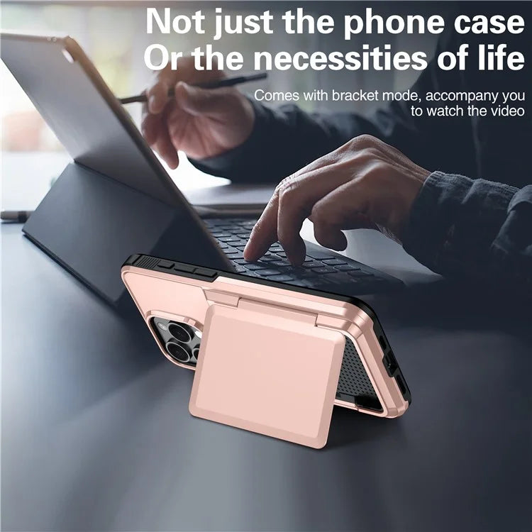 For iPhone 13 Pro Max Cases Card Slot TPU+PC Kickstand Phone Case