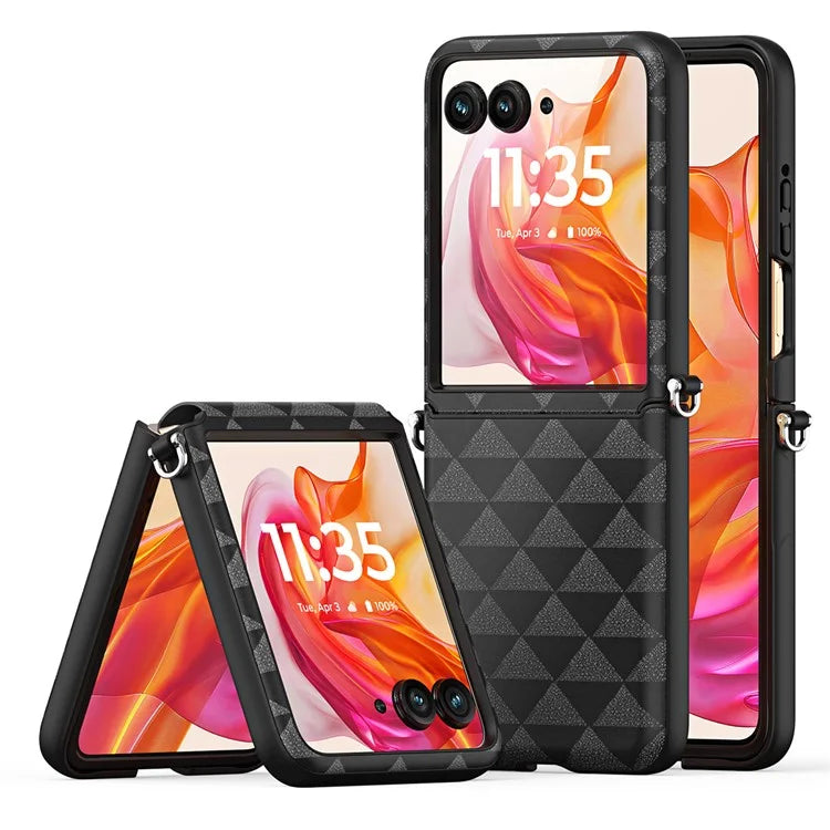 DUX DUCIS Fitt Series for Motorola Razr 50 Ultra 5G Case Rhombus Leather+TPU Phone Cover