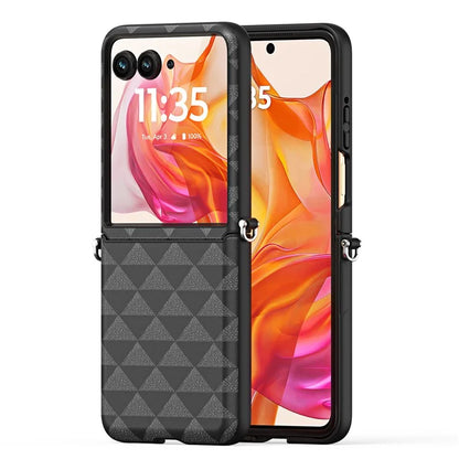 DUX DUCIS Fitt Series for Motorola Razr 50 Ultra 5G Case Rhombus Leather+TPU Phone Cover