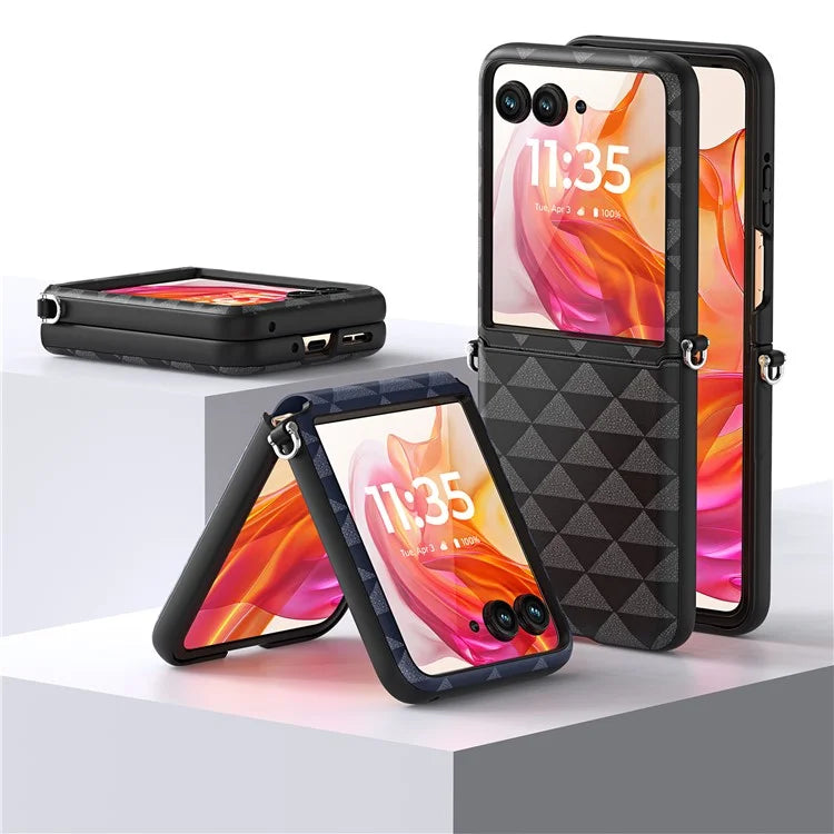 DUX DUCIS Fitt Series for Motorola Razr 50 Ultra 5G Case Rhombus Leather+TPU Phone Cover