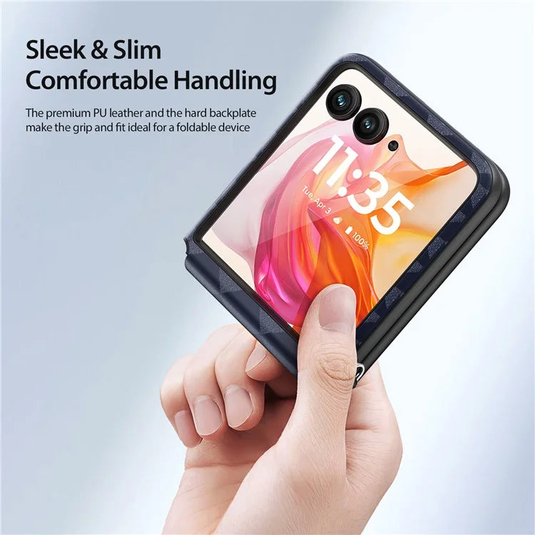 DUX DUCIS Fitt Series for Motorola Razr 50 Ultra 5G Case Rhombus Leather+TPU Phone Cover