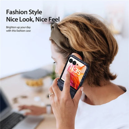 DUX DUCIS Fitt Series for Motorola Razr 50 Ultra 5G Case Rhombus Leather+TPU Phone Cover