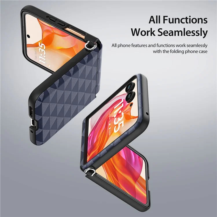DUX DUCIS Fitt Series for Motorola Razr 50 Ultra 5G Case Rhombus Leather+TPU Phone Cover