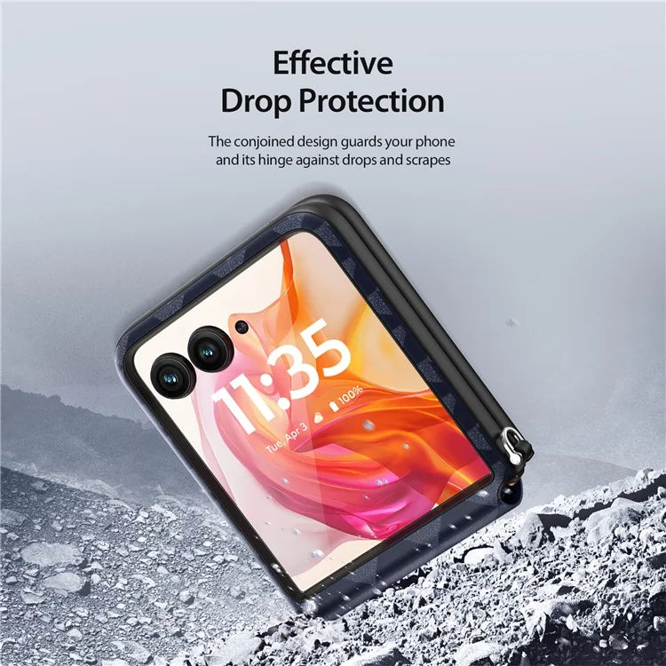 DUX DUCIS Fitt Series for Motorola Razr 50 Ultra 5G Case Rhombus Leather+TPU Phone Cover