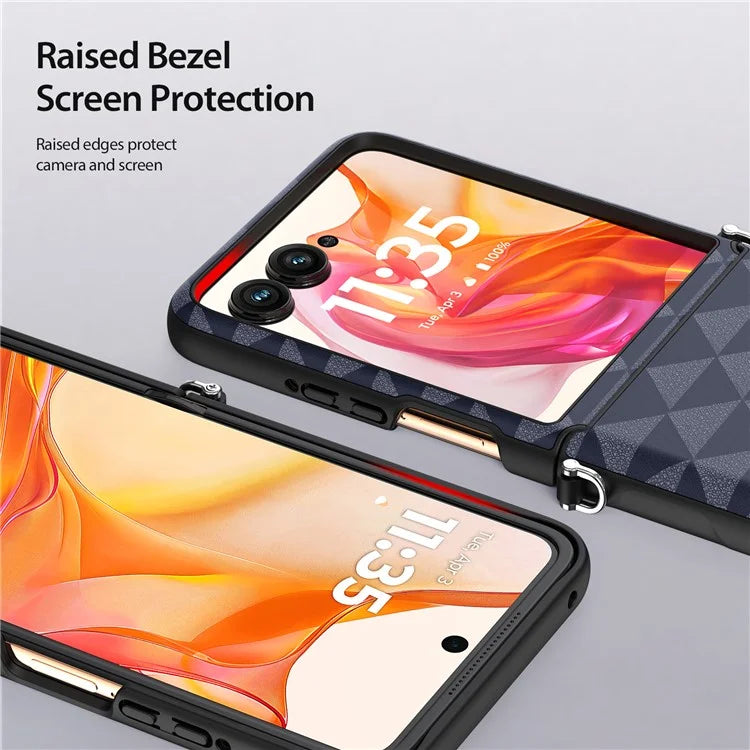 DUX DUCIS Fitt Series for Motorola Razr 50 Ultra 5G Case Rhombus Leather+TPU Phone Cover