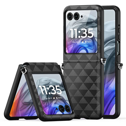 DUX DUCIS Fitt Series for Motorola Razr 50 5G Case Rhombus Leather+TPU Phone Cover