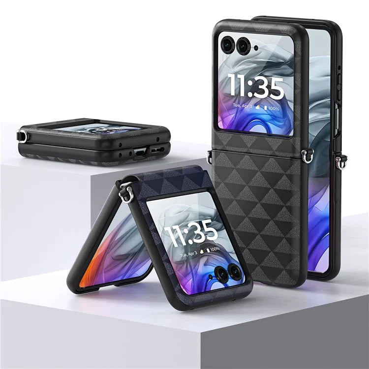 DUX DUCIS Fitt Series for Motorola Razr 50 5G Case Rhombus Leather+TPU Phone Cover