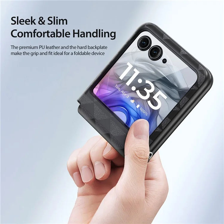 DUX DUCIS Fitt Series for Motorola Razr 50 5G Case Rhombus Leather+TPU Phone Cover