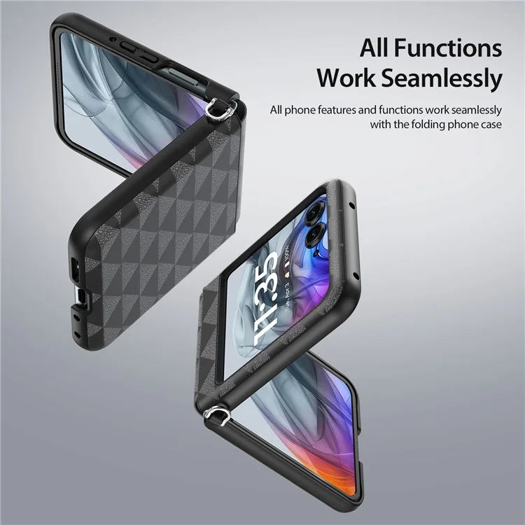 DUX DUCIS Fitt Series for Motorola Razr 50 5G Case Rhombus Leather+TPU Phone Cover