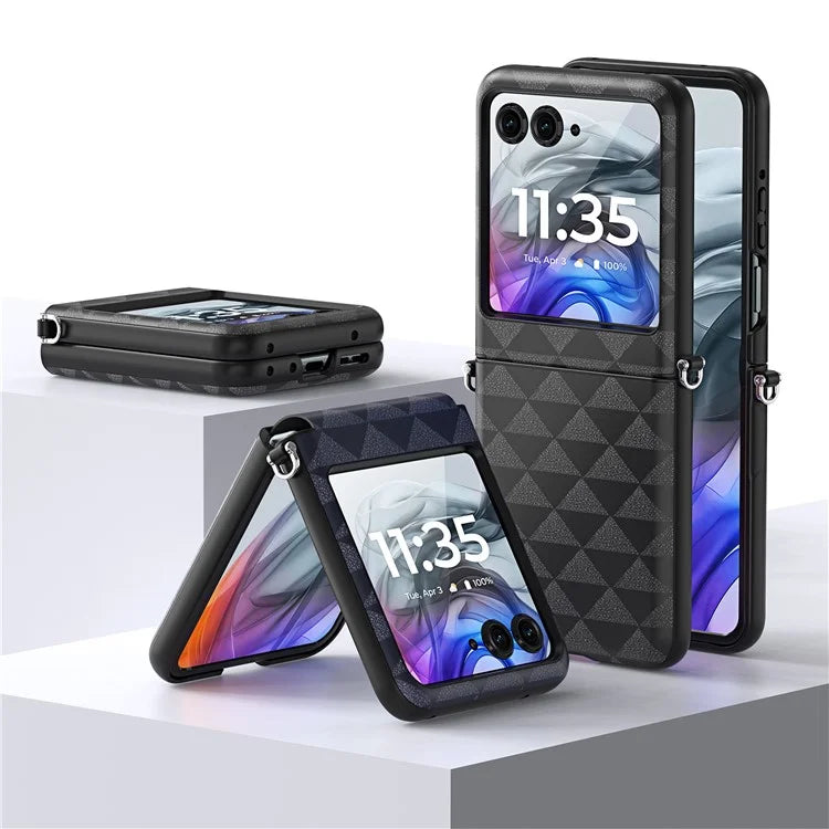 DUX DUCIS Fitt Series for Motorola Razr 50 5G Case Rhombus Leather+TPU Phone Cover