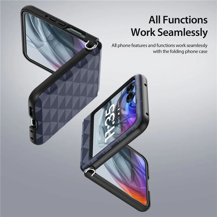 DUX DUCIS Fitt Series for Motorola Razr 50 5G Case Rhombus Leather+TPU Phone Cover