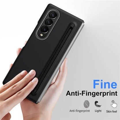 For Samsung Galaxy Z Fold4 5G Case Hard PC Phone Cover with Tempered Glass Film and Stylus