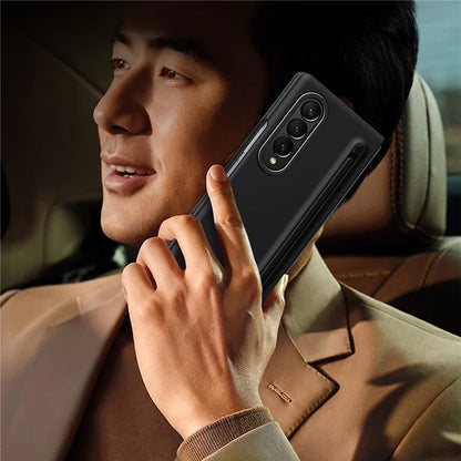 For Samsung Galaxy Z Fold4 5G Case Hard PC Phone Cover with Tempered Glass Film and Stylus
