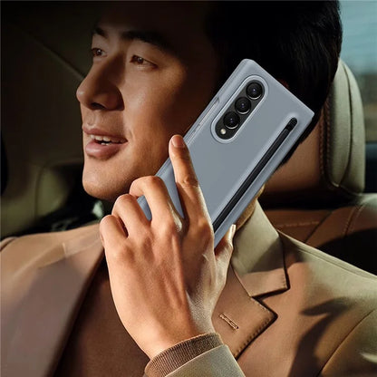 For Samsung Galaxy Z Fold4 5G Case Hard PC Phone Cover with Tempered Glass Film and Stylus