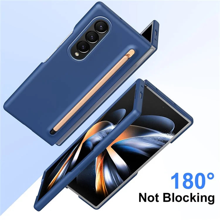 For Samsung Galaxy Z Fold4 5G Case Hard PC Phone Cover with Tempered Glass Film and Stylus