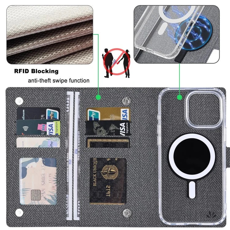 VILI GBS-C Series for iPhone 16 Pro Max Case Detachable PU Leather Magnetic Phone Cover