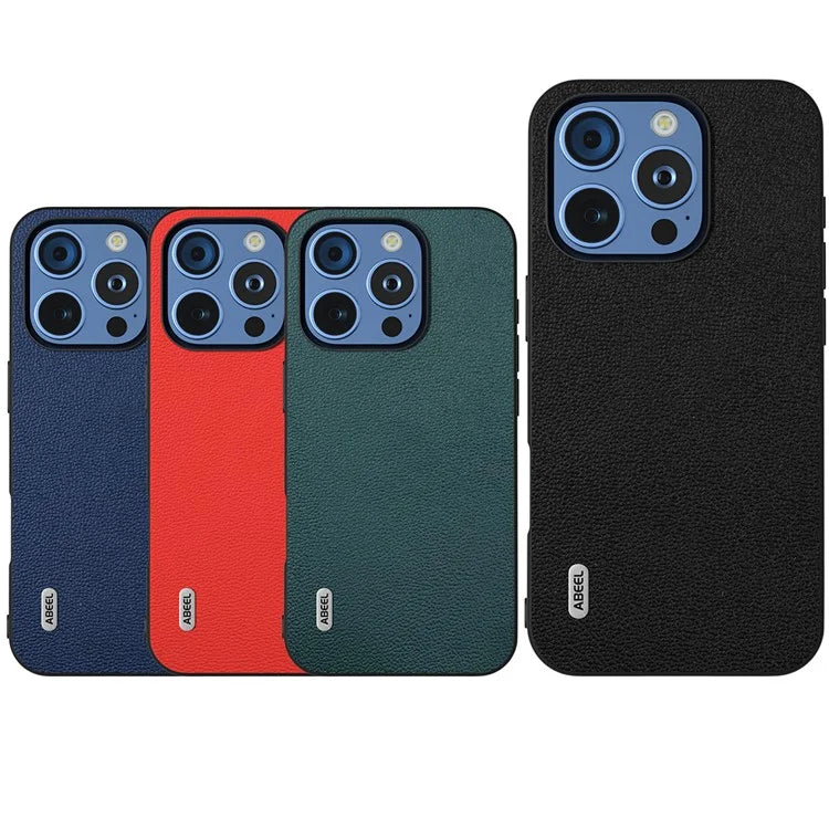 ABEEL For iPhone 16 Pro Max Case Genuine Cow Leather Coated PC+TPU Phone Cover