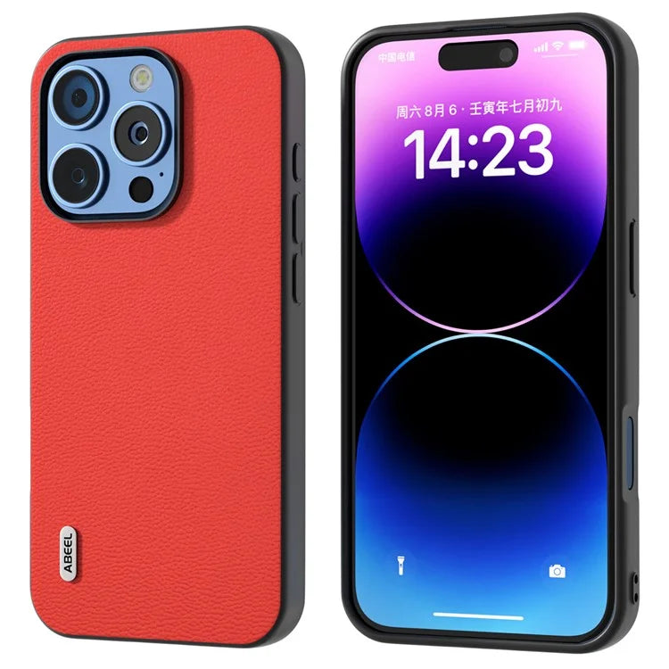 ABEEL For iPhone 16 Pro Max Case Genuine Cow Leather Coated PC+TPU Phone Cover