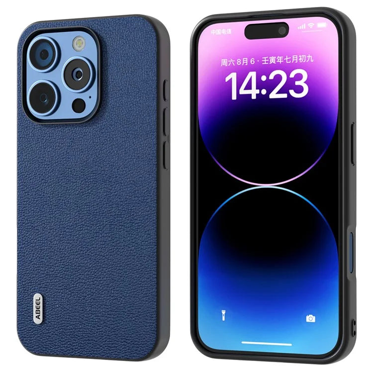 ABEEL For iPhone 16 Pro Max Case Genuine Cow Leather Coated PC+TPU Phone Cover