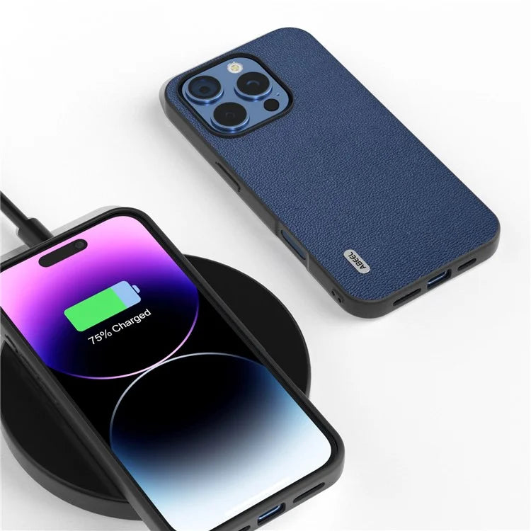 ABEEL For iPhone 16 Pro Max Case Genuine Cow Leather Coated PC+TPU Phone Cover