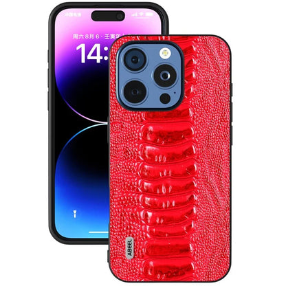 ABEEL For iPhone 16 Pro Max Case Crocodile Texture Genuine Cow Leather+TPU+PC Phone Cover
